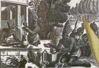 Aztques prparant le xocolatl, gravure de Thodore de Bry, Histoire de l'Amrique, 1600